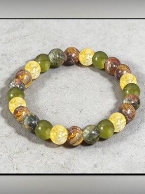 Calming Beaded Bracelet in Yellow & Olive